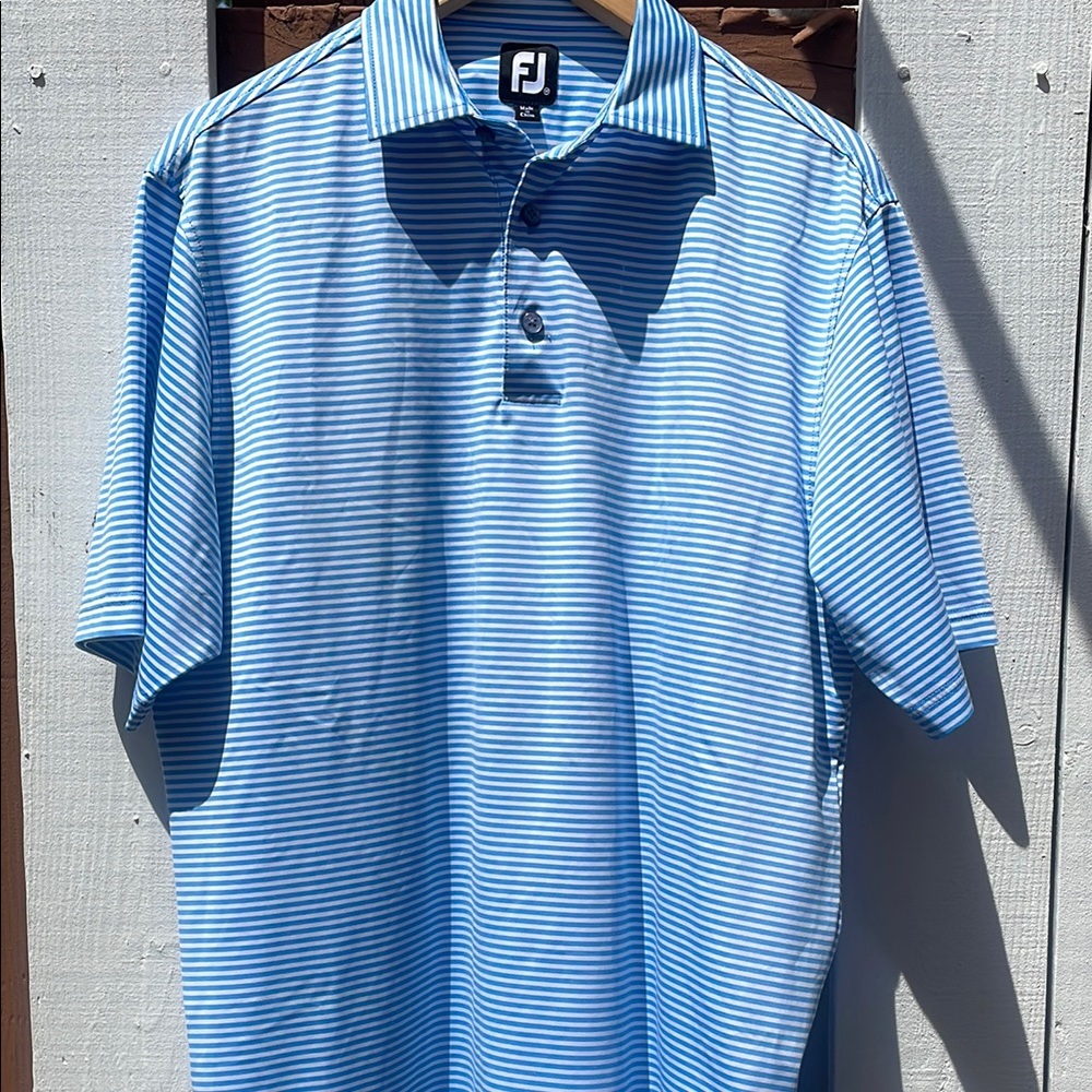 FootJoy Blue Polo Shirt Classic Striped Design